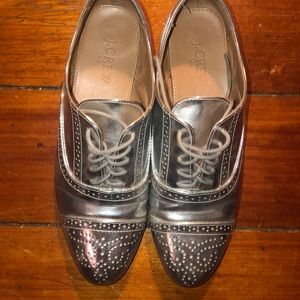 J. Crew Silver Oxford Shoe | Size 8